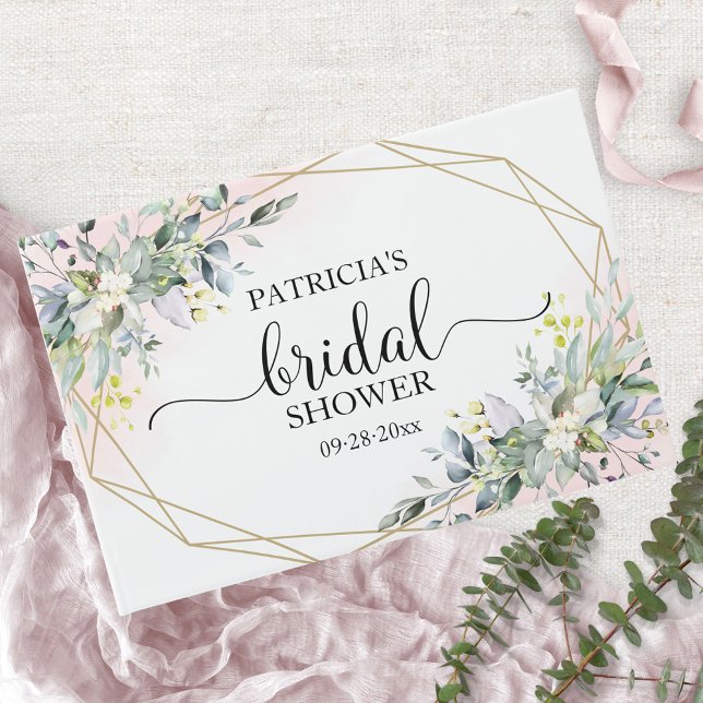 Greenery Eucalyptus Geometric Bridal Shower Guest  Guest Book (Creator Uploaded)