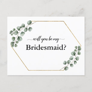 Greenery Eucalyptus Geometric Bridesmaid Card