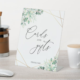 Greenery Eucalyptus Geometric Cards and Gifts Pedestal Sign
