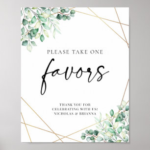 Greenery Eucalyptus Geometric Wedding Favours Poster