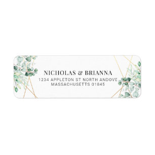 Greenery Eucalyptus Gold Elegant Return Address Label