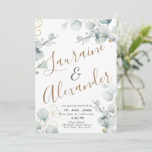 Greenery eucalyptus green floral garden invitation