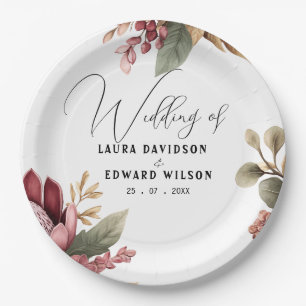 Greenery eucalyptus green floral garden paper plat plate