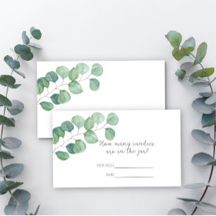 Greenery Eucalyptus - Guess how many candies game Enclosure Card