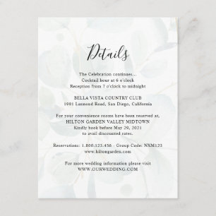 Greenery Eucalyptus Guest Information Details Enclosure Card