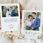 Greenery Eucalyptus Heart Script Wedding Photo Thank You Card<br><div class="desc">Greenery Eucalyptus Heart Script Wedding Photo Thank You Card. For further customisation,  please click the "customise further" link and use our design tool to modify this template.</div>