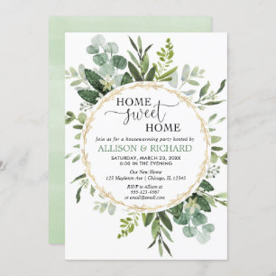 Greenery eucalyptus housewarming party invitation
