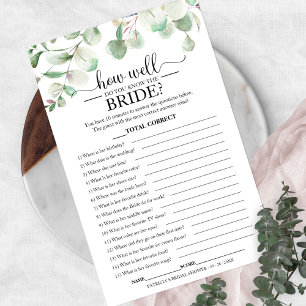 Greenery Eucalyptus How Well Do You Know The Bride Flyer