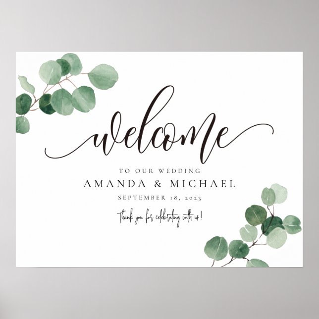 Greenery Eucalyptus Leaf Welcome SIgn  (Front)