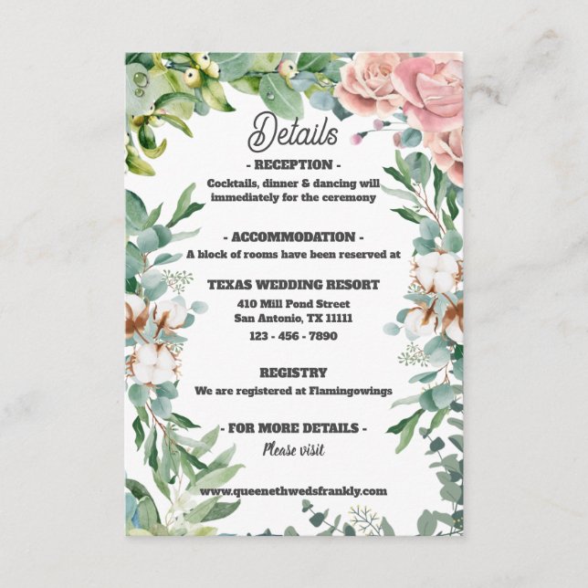 Greenery Eucalyptus Leave Floral Wedding Enclosure Card (Front)