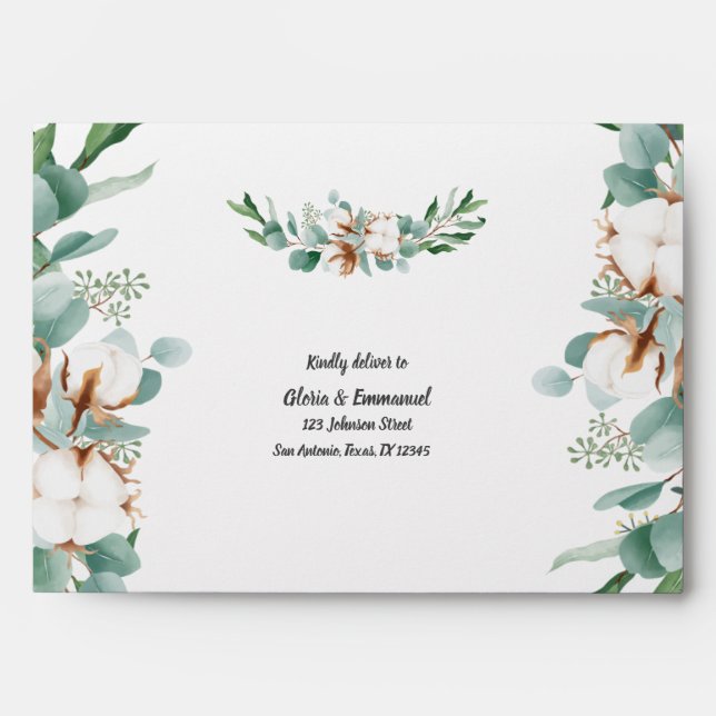 Greenery Eucalyptus Leave Floral Wedding  Envelope (Front)