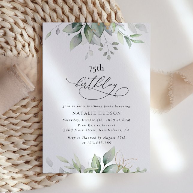 Greenery, Eucalyptus Leaves, Boho, Birthday Invitation (Creator Uploaded)