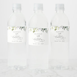 Greenery, Eucalyptus Leaves, Boho, Birthday Water Bottle Label