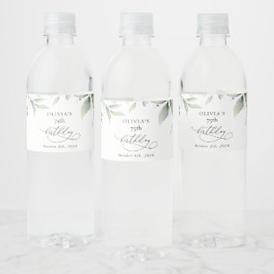 Greenery, Eucalyptus Leaves, Boho, Birthday Water Bottle Label