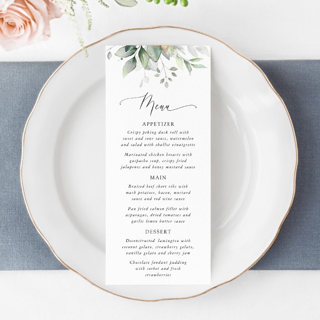 Greenery, Eucalyptus Leaves, Boho, Wedding Menu (Creator Uploaded)