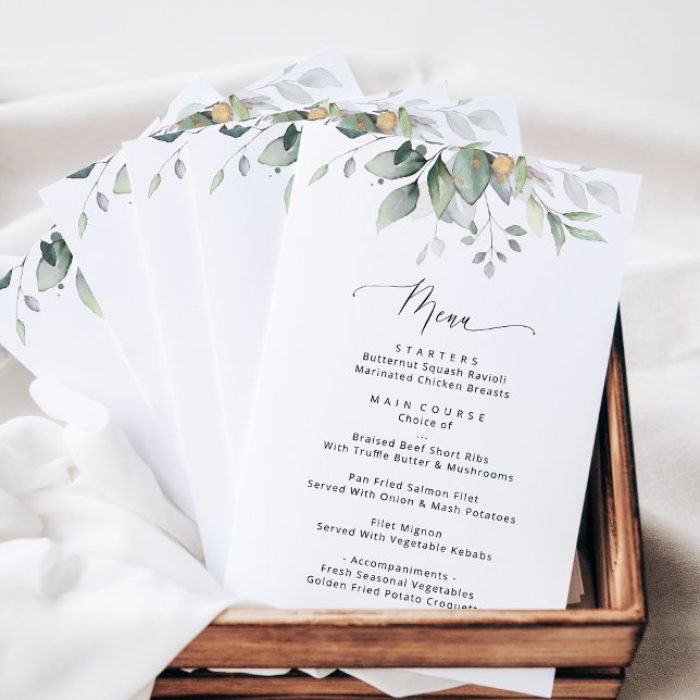 Greenery, Eucalyptus Leaves, Boho, Wedding Menu (Creator Uploaded)