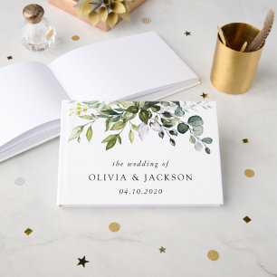 Greenery, Eucalyptus Leaves, Botanical Wedding Guest Book