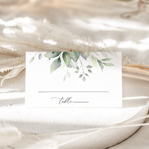 Greenery, Eucalyptus Leaves, Botanical Wedding Place Card