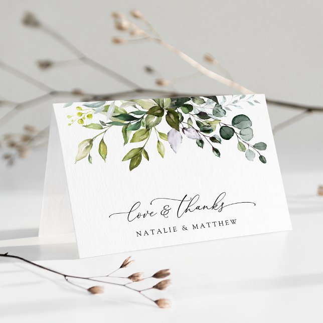 Greenery, Eucalyptus Leaves, Botanical Wedding Thank You Card (Creator Uploaded)