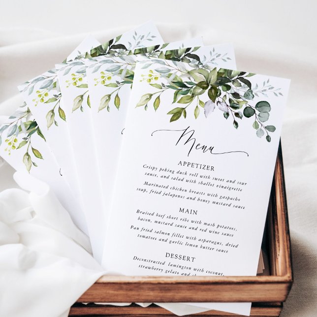 Greenery, Eucalyptus Leaves, Bridal Shower Menu (Creator Uploaded)