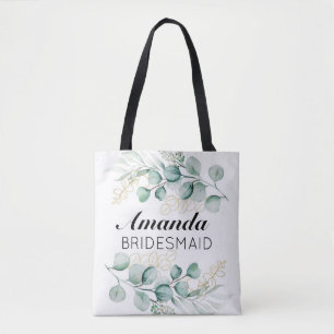 Greenery Eucalyptus Leaves Bridesmaid Tote Bag