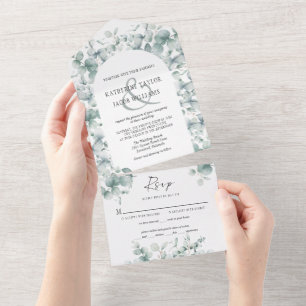 Greenery Eucalyptus Leaves Wedding All In One Invitation