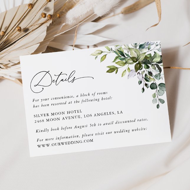 Greenery, Eucalyptus Leaves, Wedding Details  Enclosure Card (Creator Uploaded)