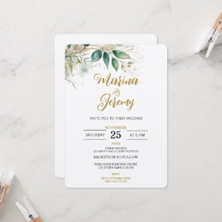Greenery Eucalyptus Leaves Wedding Invitation