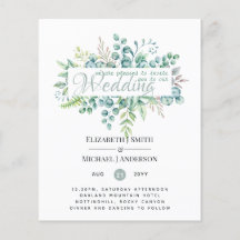 Greenery Eucalyptus Leaves Wedding Invites Budget