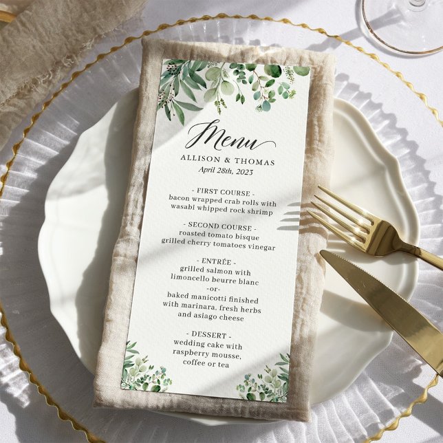 Greenery Eucalyptus Leaves Wedding Menu (Creator Uploaded)
