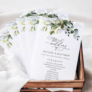 Greenery, Eucalyptus Leaves, Wedding Program