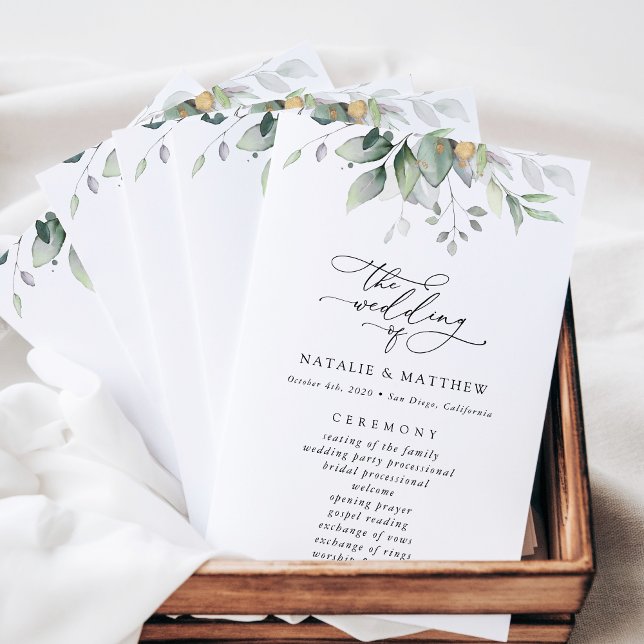 Greenery, Eucalyptus Leaves, Wedding Program (Creator Uploaded)