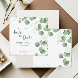 Greenery Eucalyptus Leaves  Wedding Save the Date 