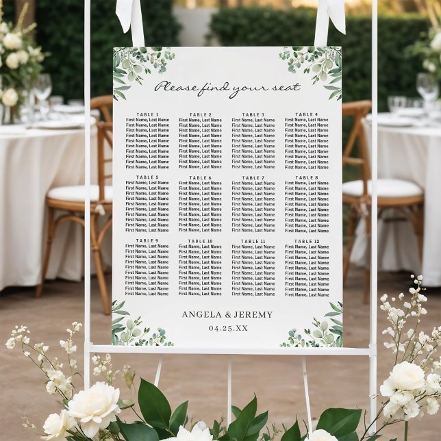 Greenery Eucalyptus Leaves Wedding Seating Chart (Creator Uploaded)