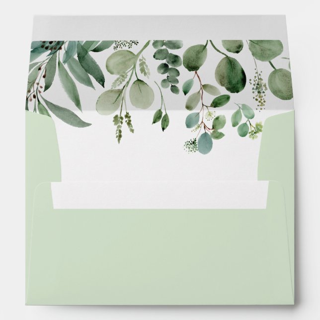 Greenery Eucalyptus Leaves with Return Address 5x7 Envelope (Back (Bottom))
