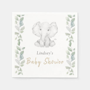 Greenery Eucalyptus Little Elephant Baby Shower Napkin