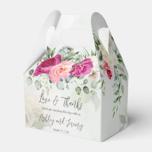 Greenery eucalyptus magenta peony roses custom favour box
