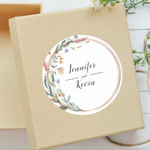 Greenery Eucalyptus Personalised Wedding  Classic Round Sticker