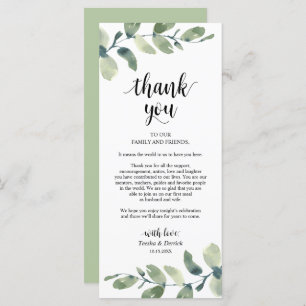 Greenery Eucalyptus Place Setting Thank You Card