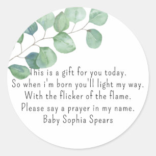 Greenery Eucalyptus - Prayer candle label 