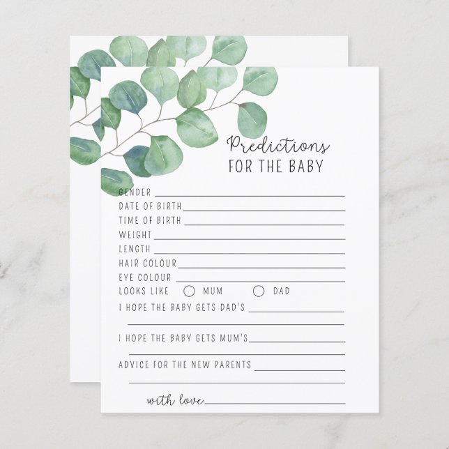 Greenery Eucalyptus - predictions and advice game (Front/Back)