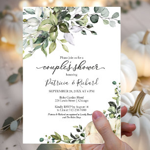 Greenery Eucalyptus Pumpkin Fall Couple's Shower Invitation