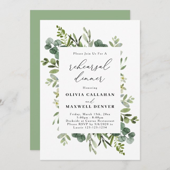 Greenery Eucalyptus Rehearsal Dinner Invitation (Front/Back)