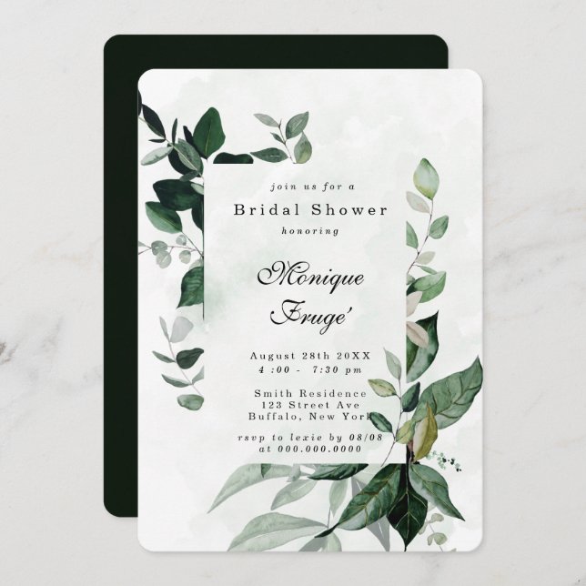 Greenery Eucalyptus Rustic Bridal Shower Invitation (Front/Back)
