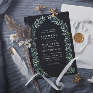 Greenery Eucalyptus Rustic Elegant Modern Wedding Invitation