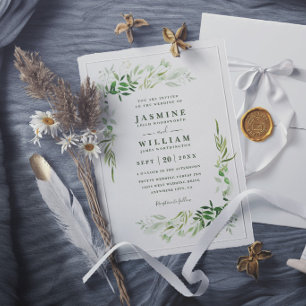 Greenery Eucalyptus Rustic Elegant Modern Wedding Invitation