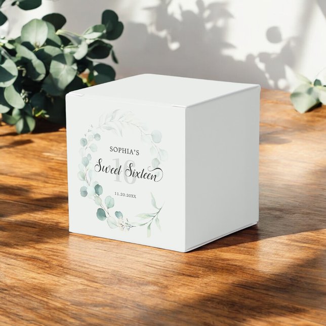 Greenery Eucalyptus Rustic Sweet 16 Favour Box (Creator Uploaded)