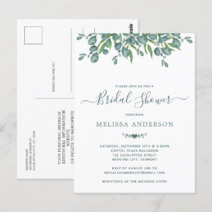 Greenery Eucalyptus Sage Bridal Shower Invitation Postcard