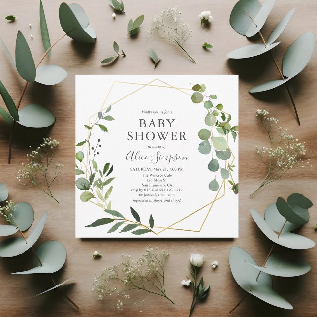 Greenery Eucalyptus Script Baby Shower Invitation (Creator Uploaded)