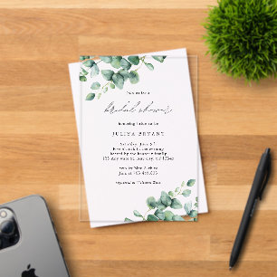  Greenery Eucalyptus  script bridal shower Acrylic Invitations
